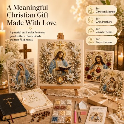 🔥 Last Day 70% OFF – ✝️ DIY Jesus Pearl Art Kit | 3D Pearl-Style Christian Artwork for Prayer Corners & Faith Gifts