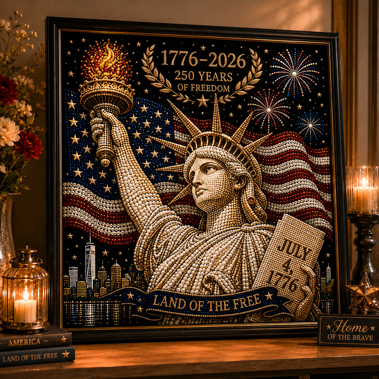 Last Day Promo: 70% OFF-America 250th Anniversary Pearl Art Kit – Stars & Stripes Skyline Limited Edition