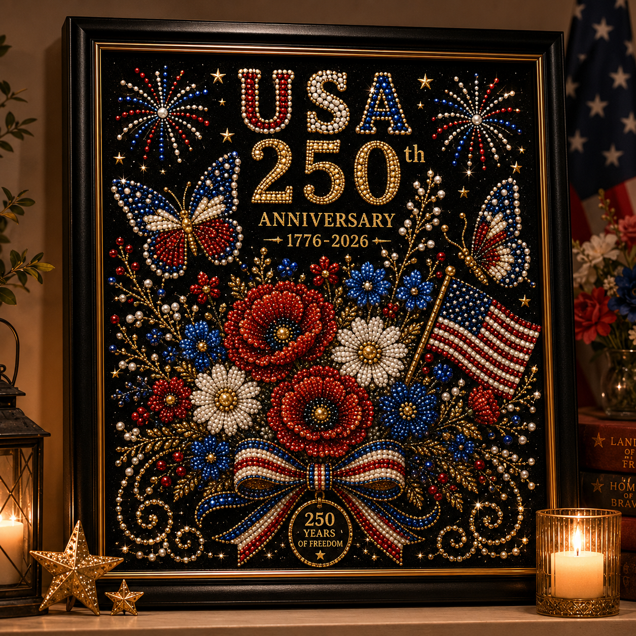 Last Day Promo: 70% OFF-America 250th Anniversary Pearl Art Kit – Stars & Stripes Skyline Limited Edition