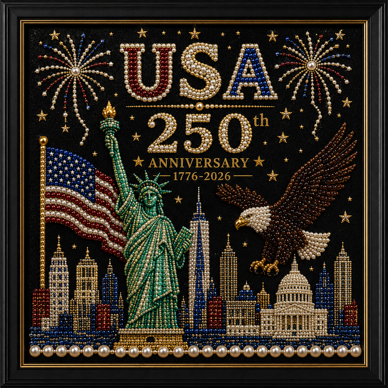 Last Day Promo: 70% OFF-America 250th Anniversary Pearl Art Kit – Stars & Stripes Skyline Limited Edition