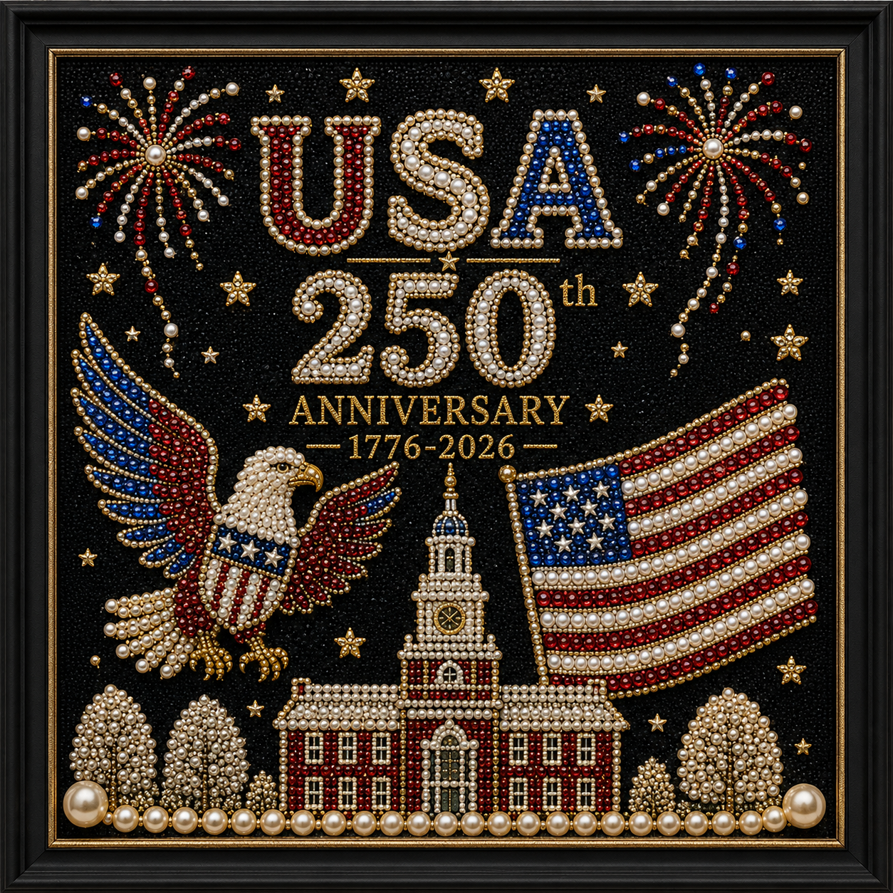 Last Day Promo: 70% OFF-America 250th Anniversary Pearl Art Kit – Stars & Stripes Skyline Limited Edition