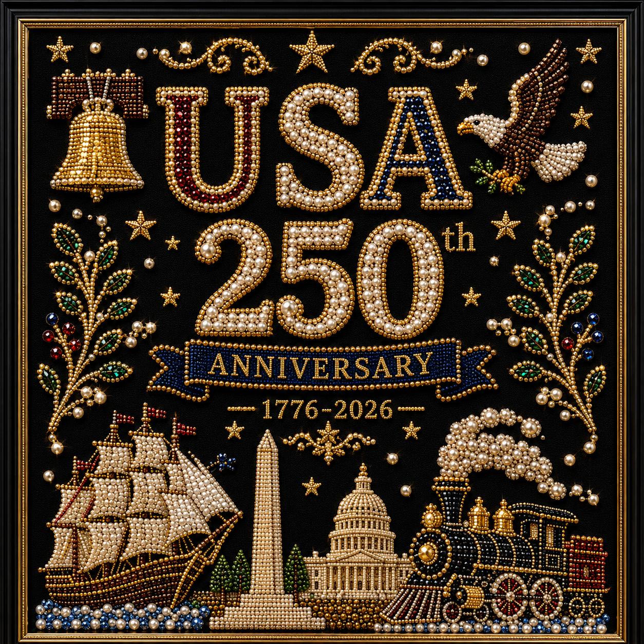 Last Day Promo: 70% OFF-America 250th Anniversary Pearl Art Kit – Stars & Stripes Skyline Limited Edition