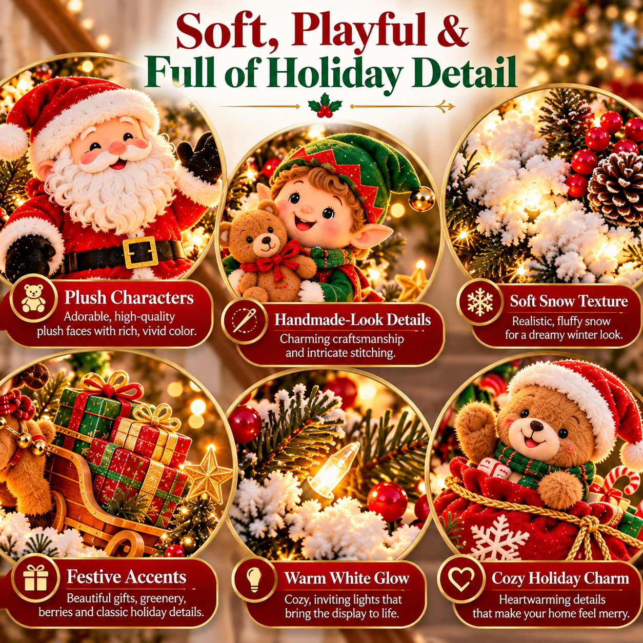 SAVE 70% BEFORE IT'S GONE🎅 Santa’s Staircase Workshop™ – Lighted 6-Piece Christmas Stair Railing Decor 🎄