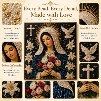 Last Day Promo: 70% OFF🙏 Divine Pearl Bead Virgin Mary Icon – A Peaceful DIY Faith Art Gift ✨