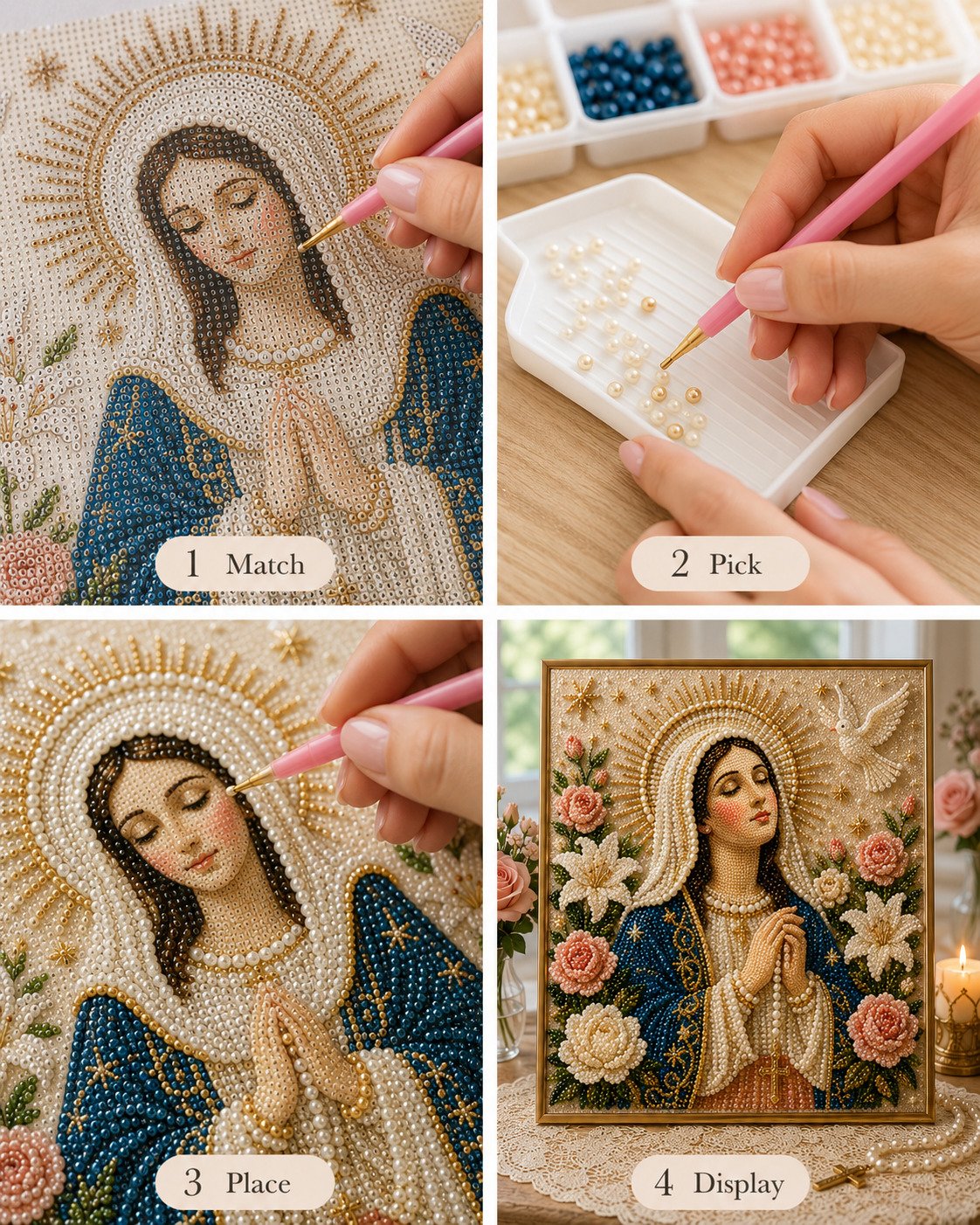 Last Day Promo: 70% OFF🙏 Divine Pearl Bead Virgin Mary Icon – A Peaceful DIY Faith Art Gift ✨
