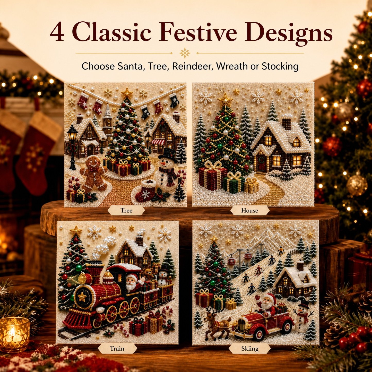 Last Day Promo: 70% OFF🎅 🎄 Premium 3D Pearl Christmas Wall Art Kit | Luxury Flocked Canvas with Scratch-Resistant Non-Fading Pearl Beads DIY Holiday Decor⛄️❄️