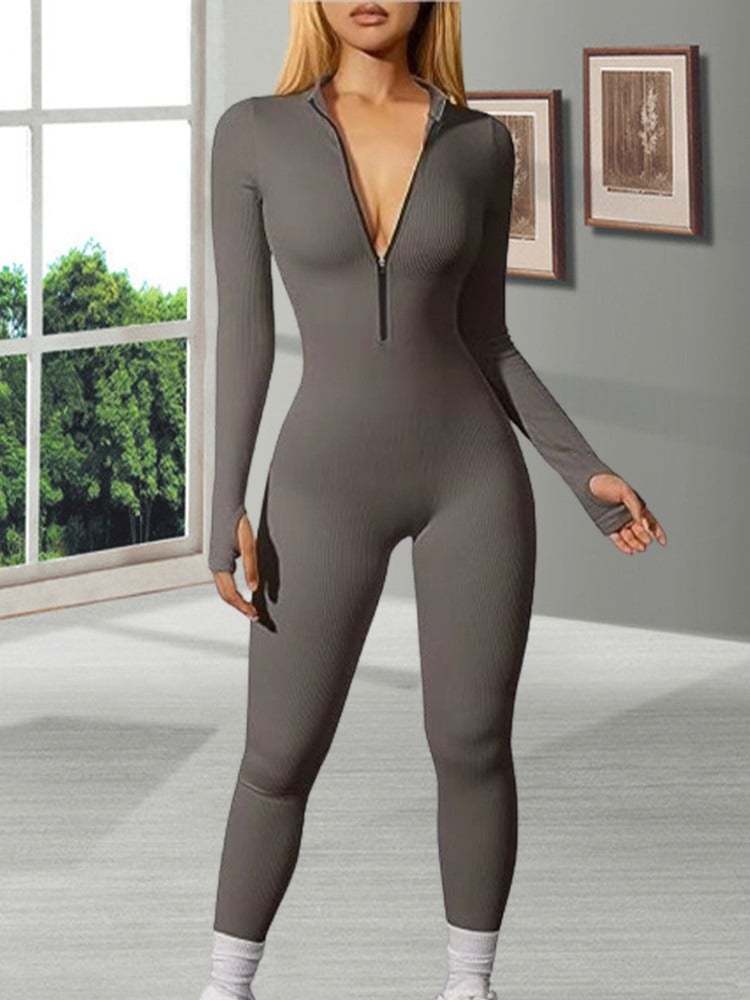 🔥Last Day Promotion 49% OFF - Fleece Long Sleeve Zipper Jumpsuit