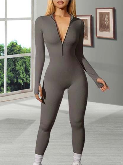 🔥Last Day Promotion 49% OFF - Fleece Long Sleeve Zipper Jumpsuit