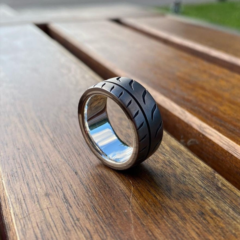 🏎Handmade Metal Racing Tire Ring🏁