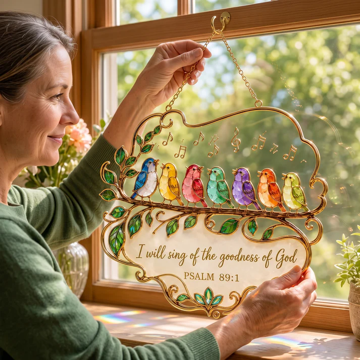Psalm 89:1 Songbird Window Hanging Suncatcher