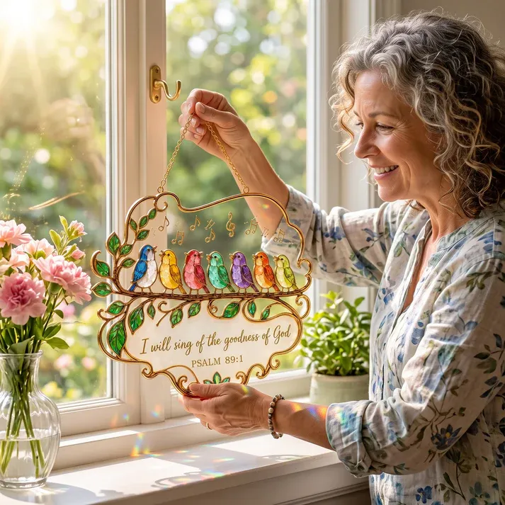 Psalm 89:1 Songbird Window Hanging Suncatcher