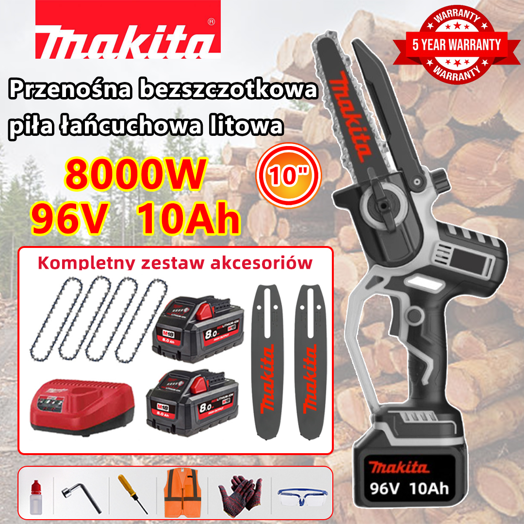 Makita 8-calowa bezszczotkowa piła elektryczna, silnik z czystej miedzi, moc 8000 W