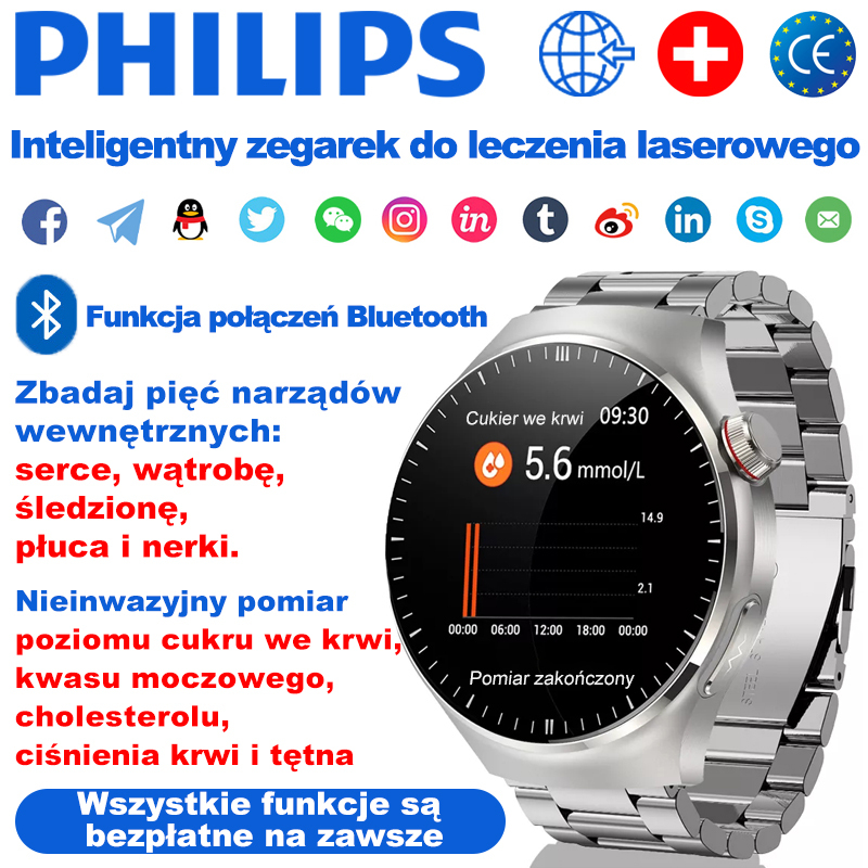 Inteligentny laserowy zegarek zabiegowy Philips (skanowanie całego ciała)