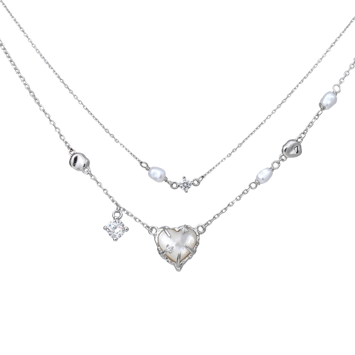 Heart Pearl Silver Necklace | Jentle Jewelry
