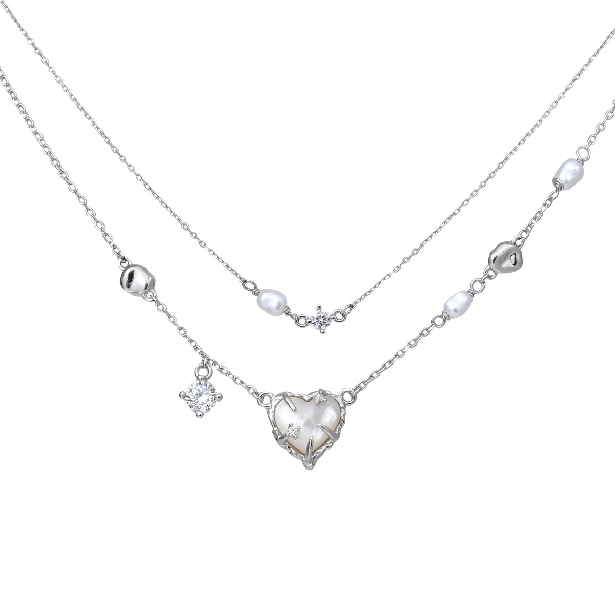 Heart Pearl Silver Necklace | Jentle Jewelry