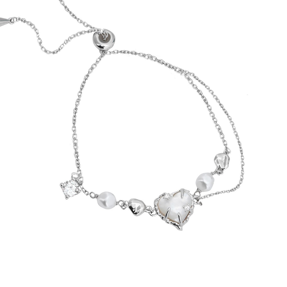 Heart Pearl Silver Bracelet | Jentle Jewelry