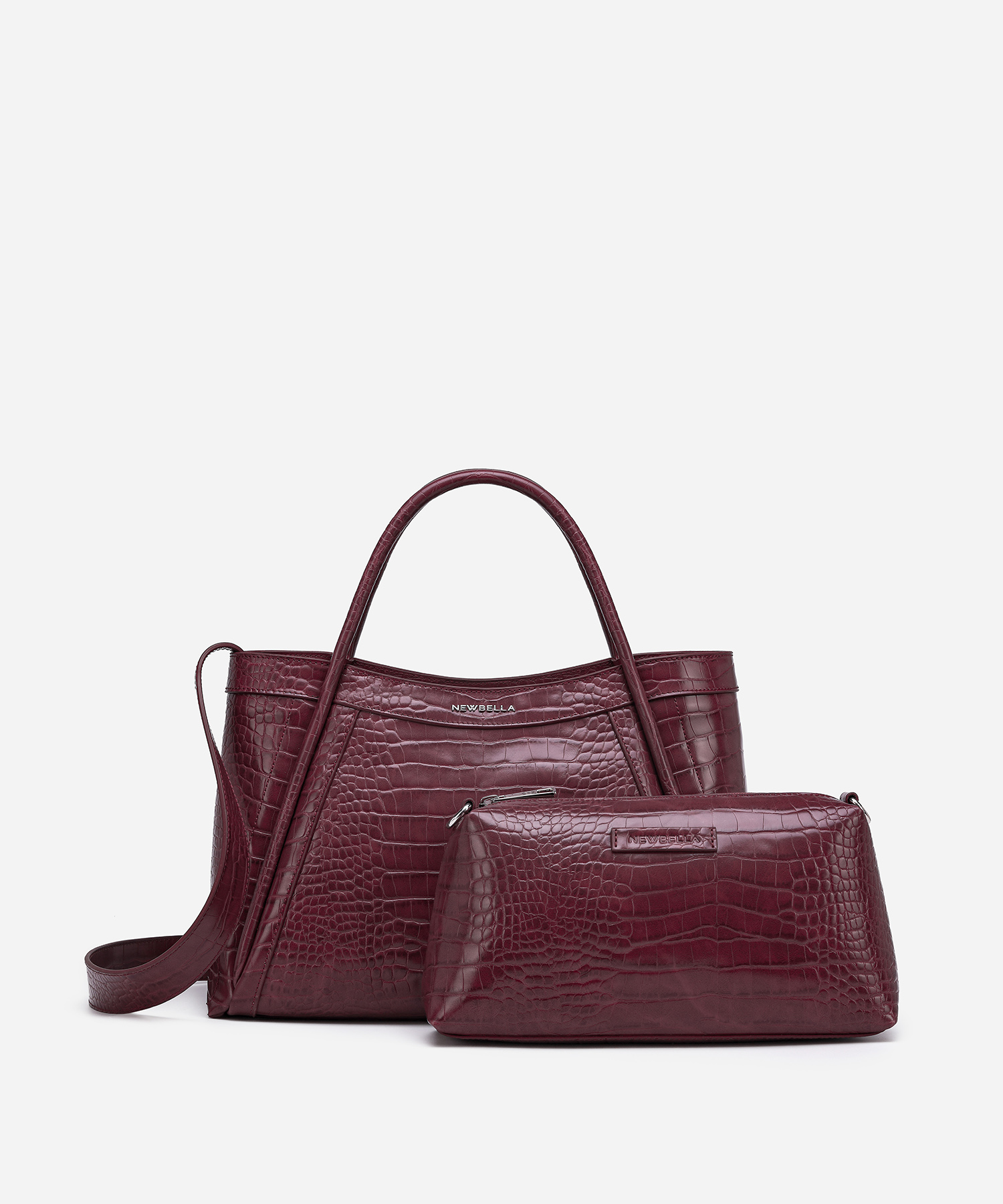 Kelly M Plus Size 2 PCS Set Crocodile Print Top Handle Bag