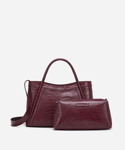 Kelly M Plus Size 2 PCS Set Crocodile Print Top Handle Bag
