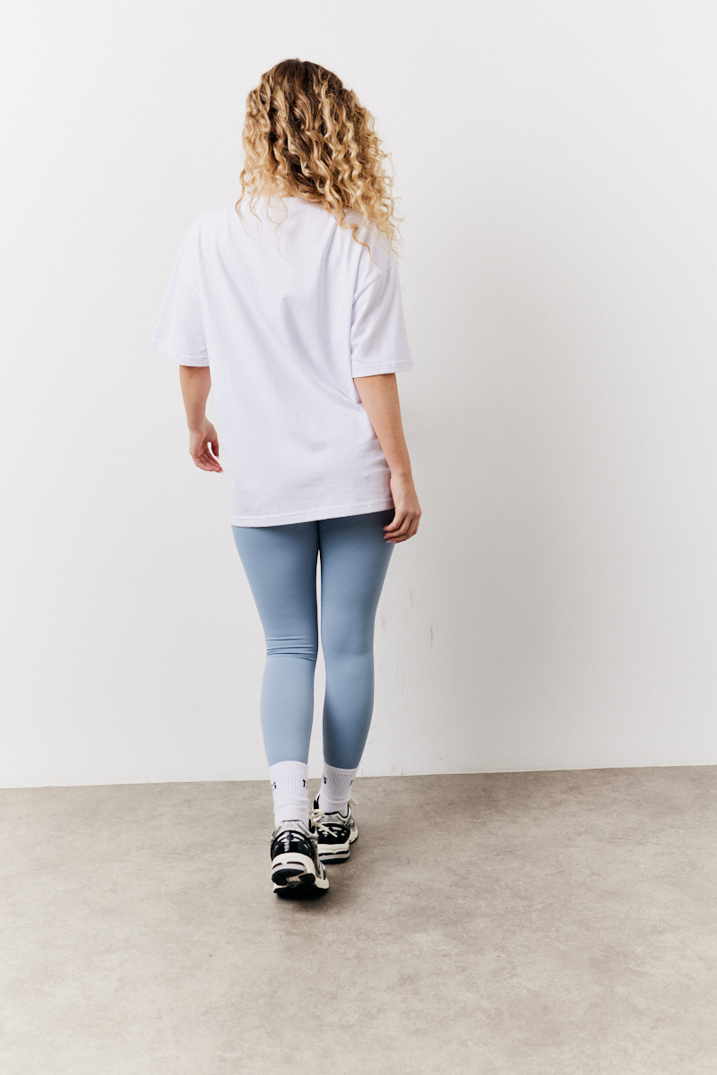 White Pilates Graphic Oversized T-Shirt