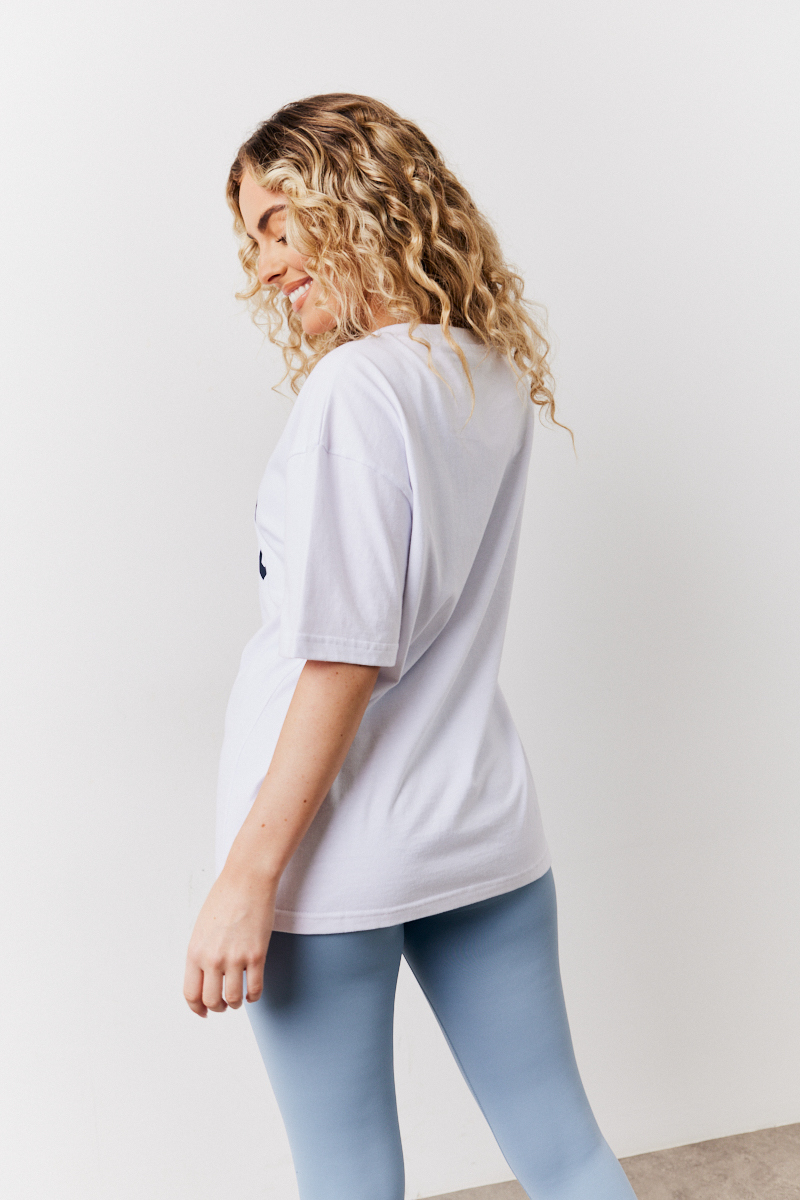 White Pilates Graphic Oversized T-Shirt