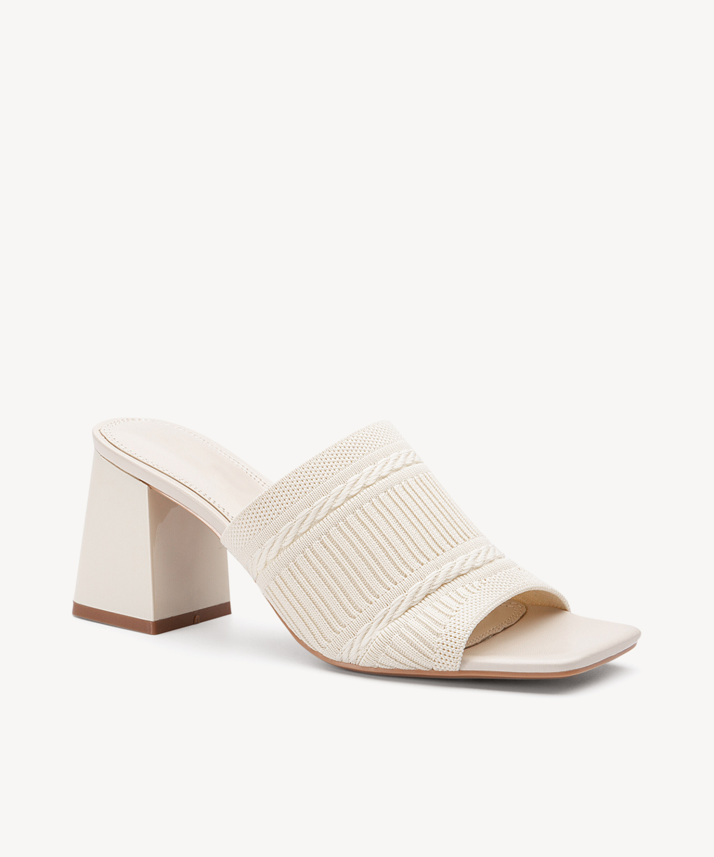 MOUSSE FIT Casual Textured Square Toe Heeled Sandals