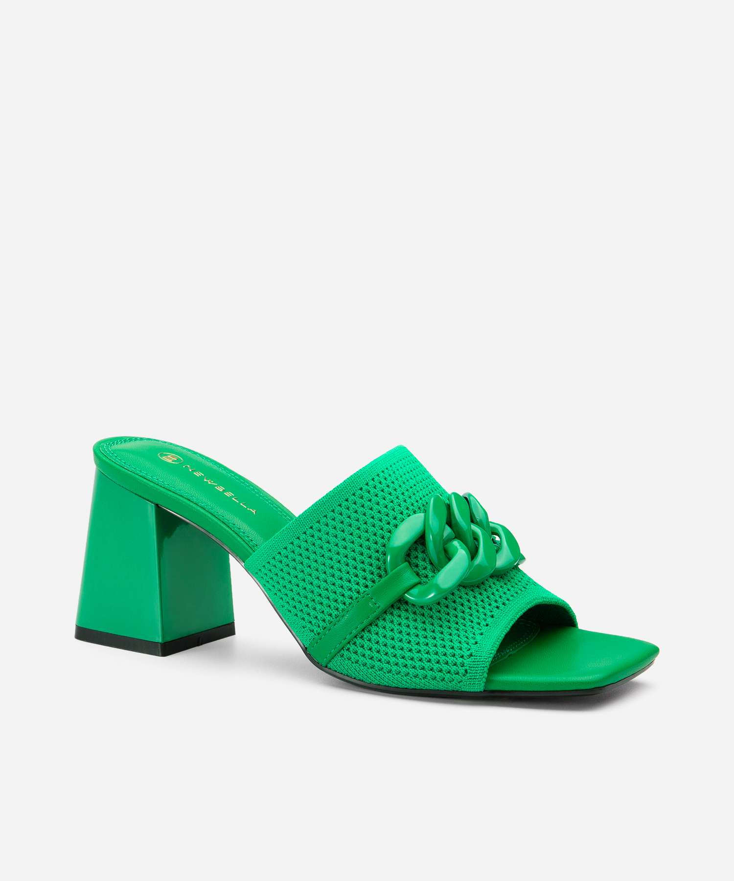 MOUSSE FIT Elegant Square Toe Chain Heeled Sandals
