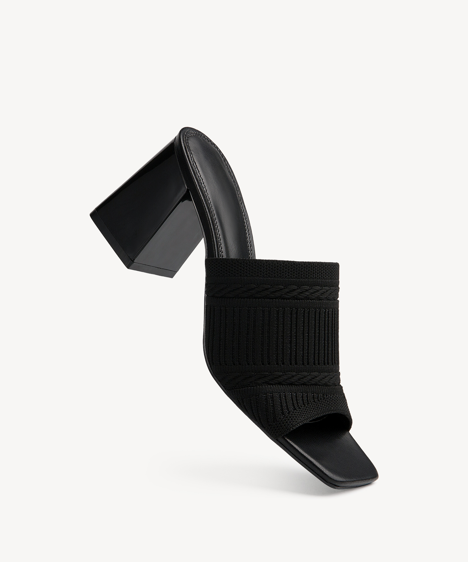 MOUSSE FIT Casual Textured Square Toe Heeled Sandals