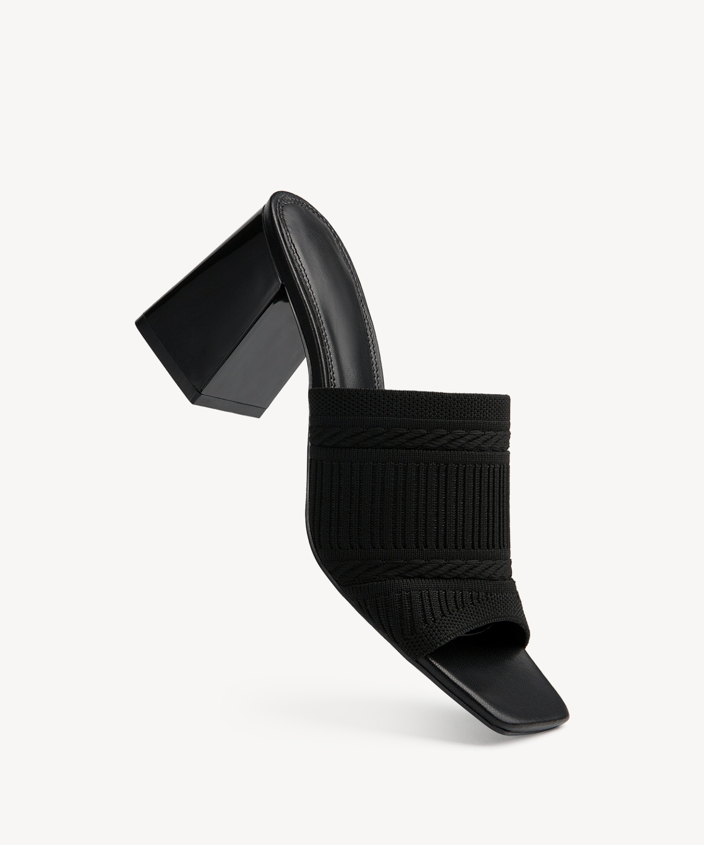 MOUSSE FIT Casual Textured Square Toe Heeled Sandals