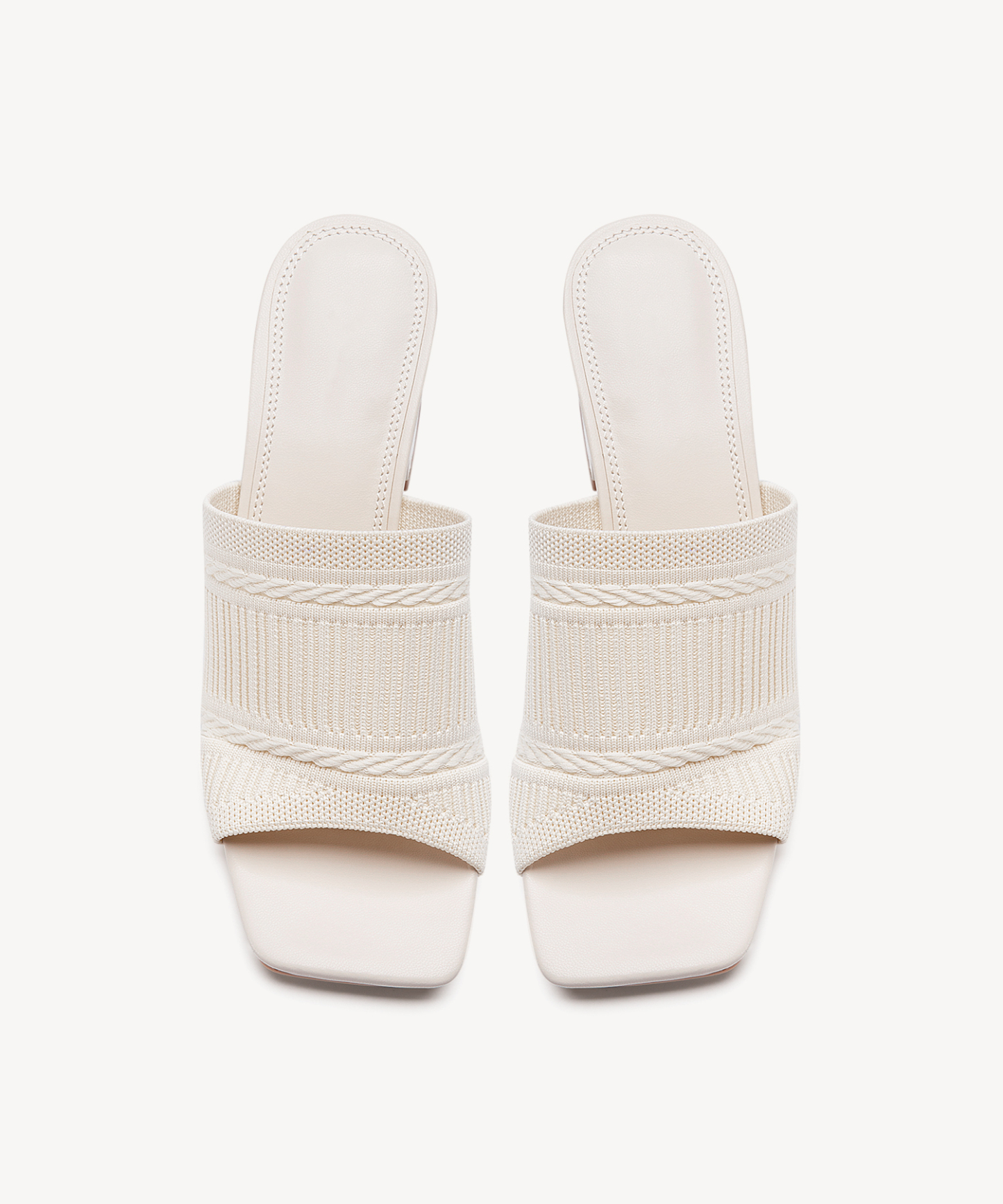 MOUSSE FIT Casual Textured Square Toe Heeled Sandals