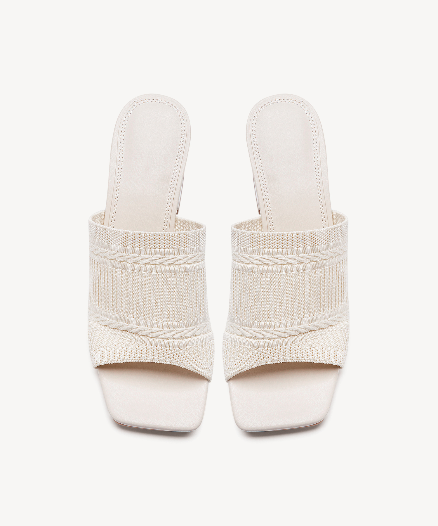 MOUSSE FIT Casual Textured Square Toe Heeled Sandals