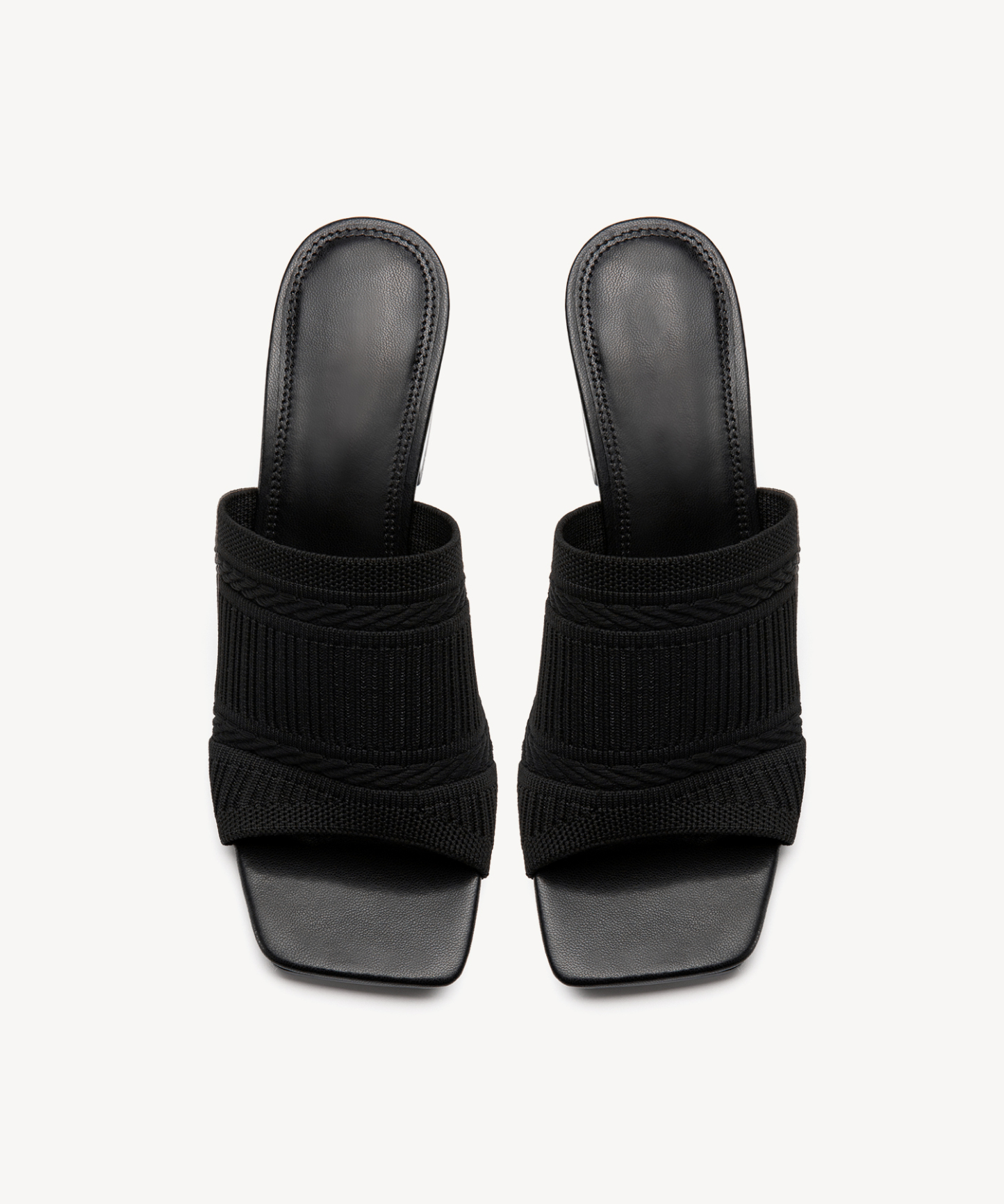 MOUSSE FIT Casual Textured Square Toe Heeled Sandals