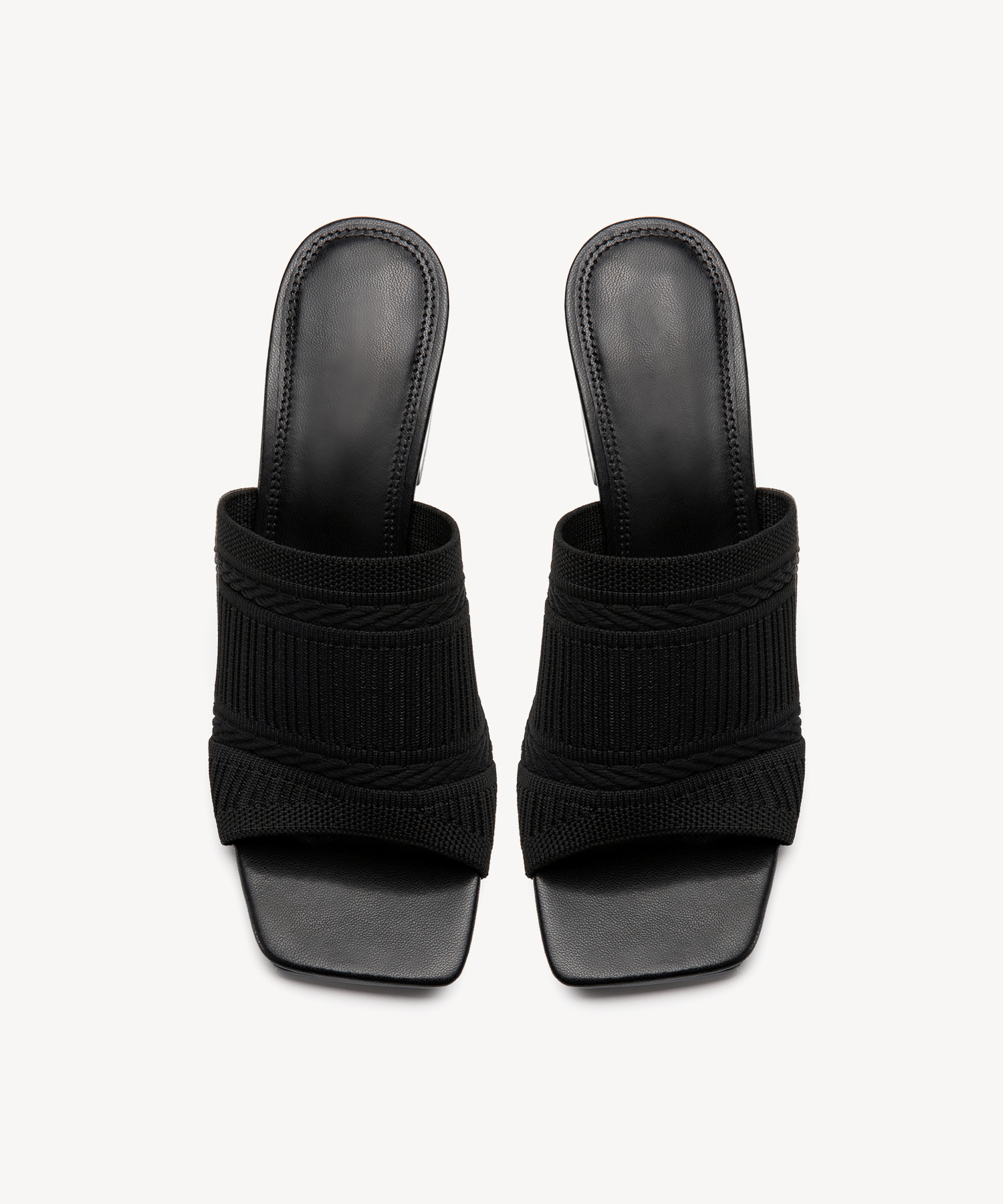 MOUSSE FIT Casual Textured Square Toe Heeled Sandals