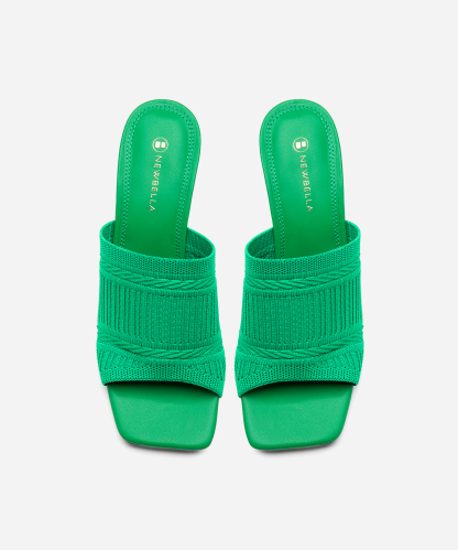MOUSSE FIT Casual Textured Square Toe Heeled Sandals