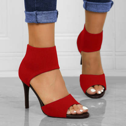 MOUSSE FIT Women Peep Toe Stiletto Heeled Sandals