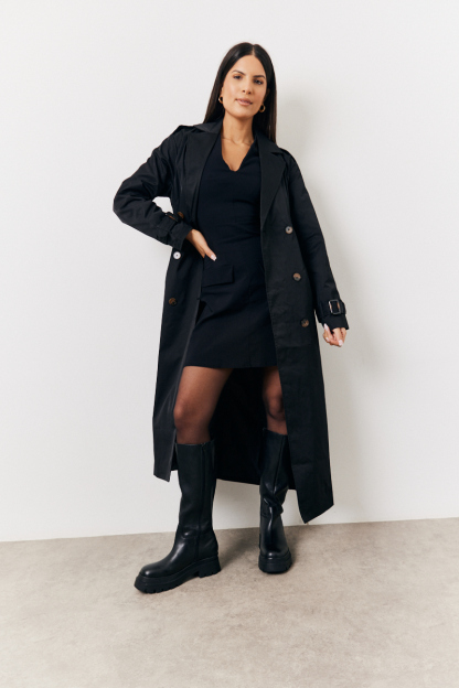Structured Plunge Front Sleeveless Mini Dress
