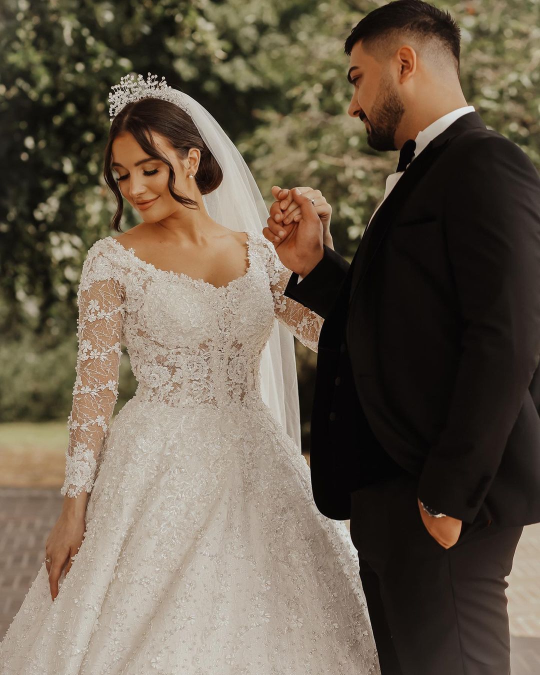 Robes de mariée en dentelle de luxe | Robes de mariée princesse avec manches