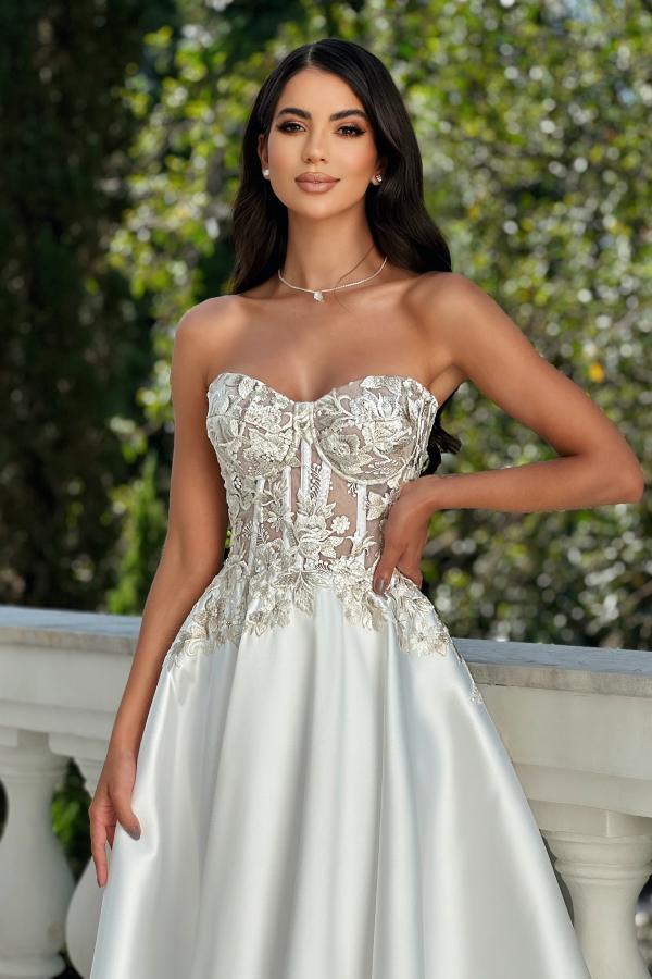 Robes de mariée simples courtes | Robes de mariée Une ligne dentelle