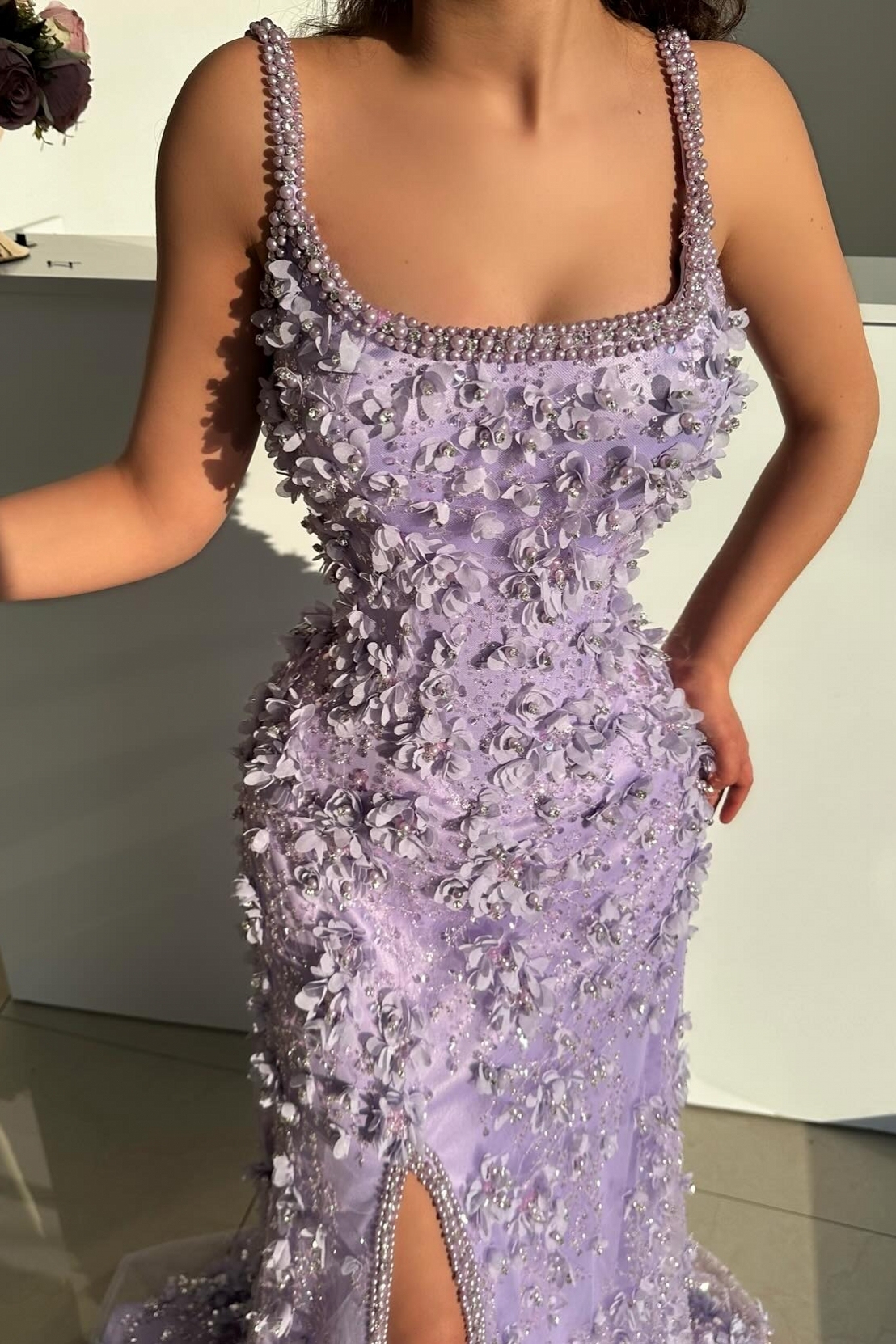 Robes de soirée lilas Robes de bal longues en dentelle Robes de bal en ligne