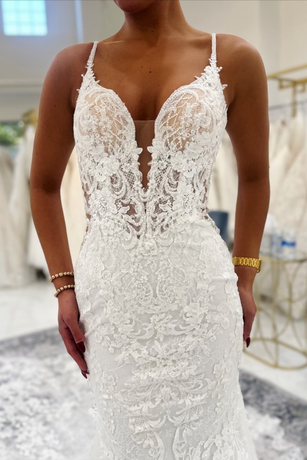 Elegante Hochzeitskleider Meerjungfrau Stil Spitze Brautkleider