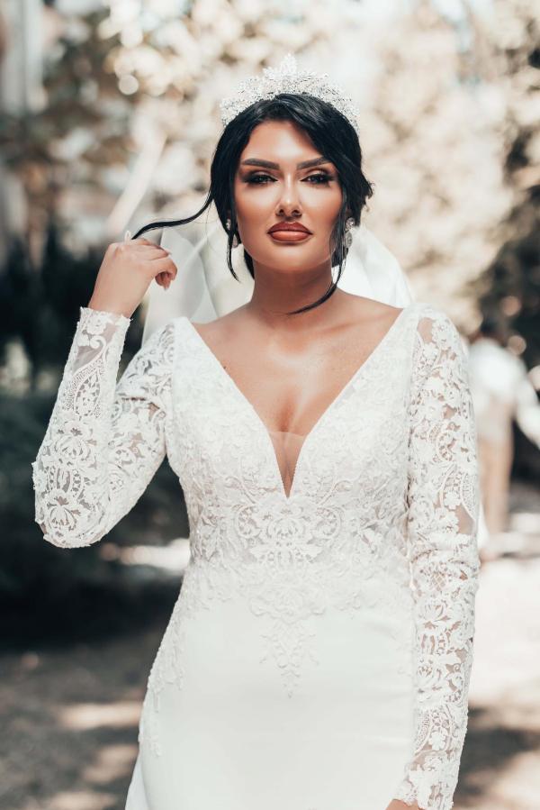 Magnifiques robes de mariée avec manches | Robes de mariée sirène en dentelle