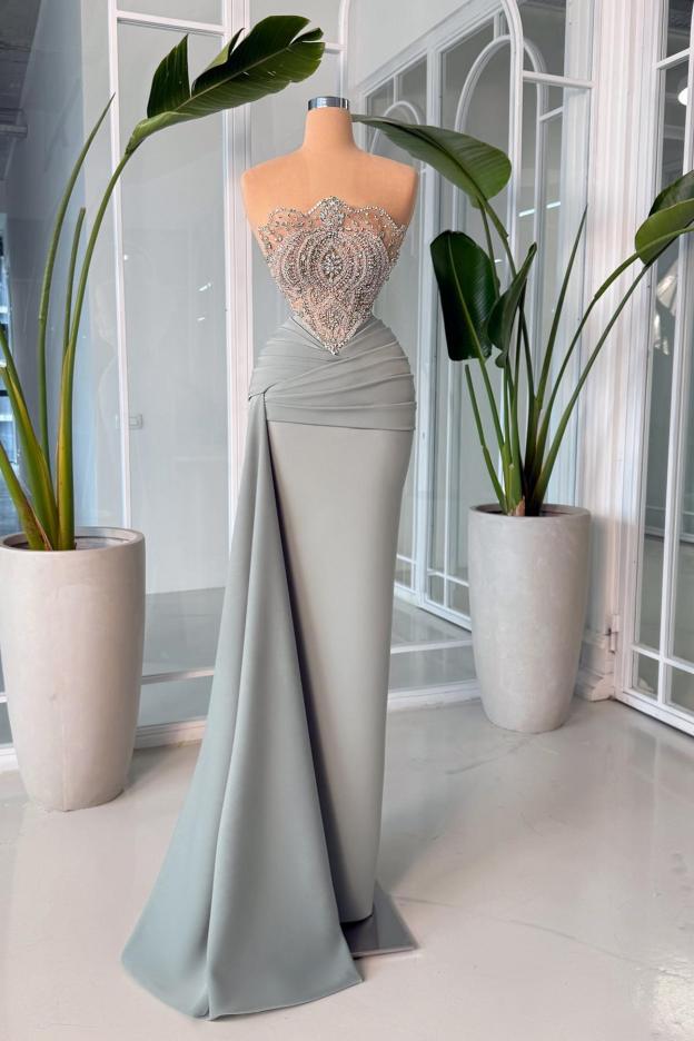 Silber Abendkleider Lang Glitzer Ballkleider mit Spitze