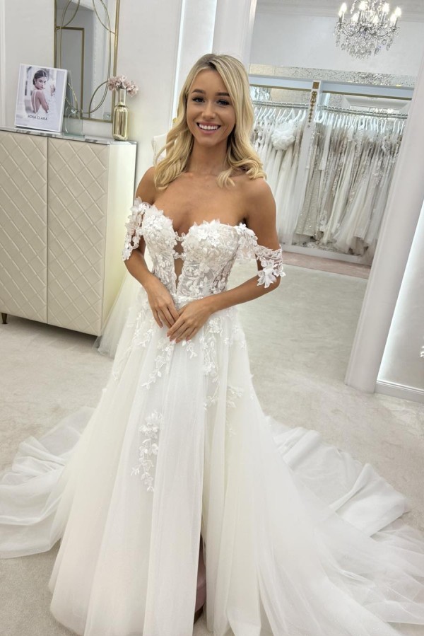 Schlichte Hochzeitskleider A Linie mit Spitze Boho Brautkleider Günstig
