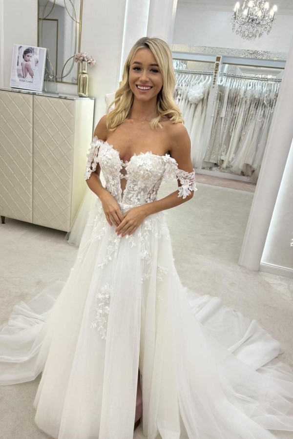 Schlichte Hochzeitskleider A Linie mit Spitze Boho Brautkleider Günstig