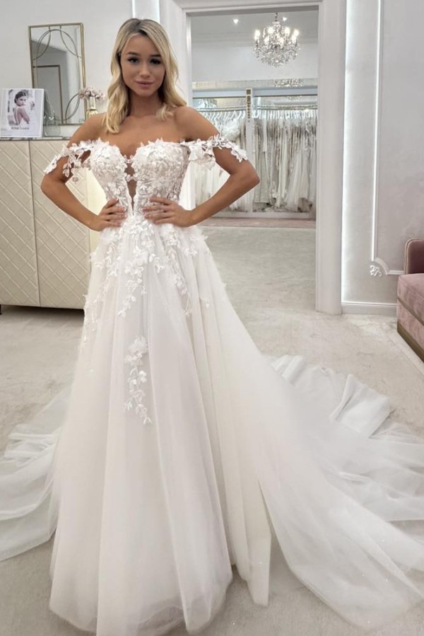 Schlichte Hochzeitskleider A Linie mit Spitze Boho Brautkleider Günstig