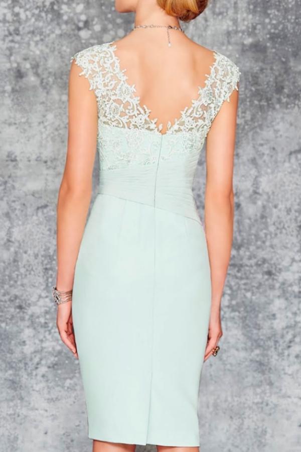 Robe mère de la mariée menthe en mousseline de soie courte | Robes courtes pour mère de la mariée avec veste