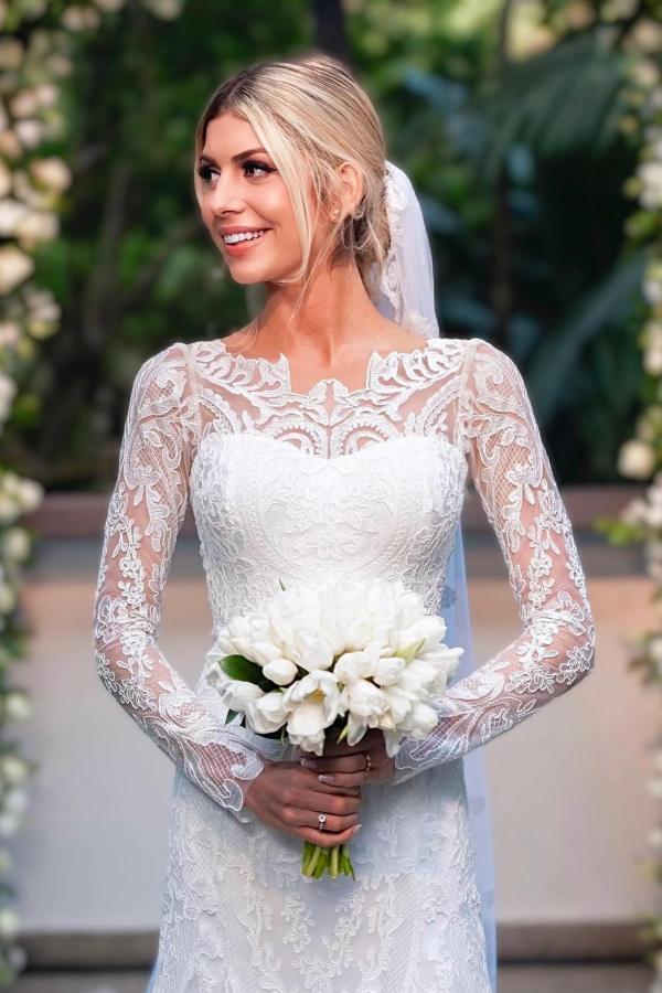 Belles robes de mariée en dentelle sirène | Robes de mariée avec manches
