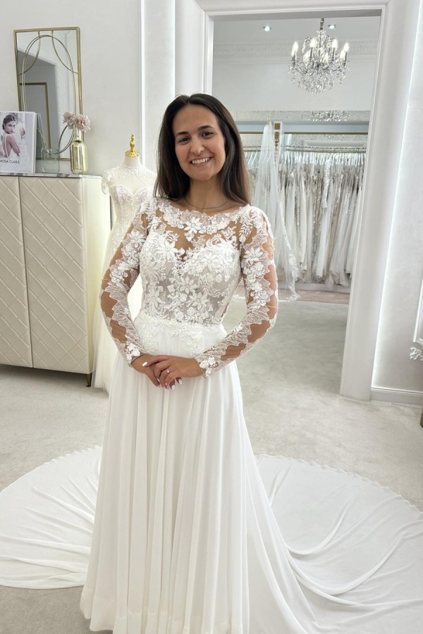 Sommer Brautkleider Spitze Mit Ärmel Chiffon Hochzeitskleider Günstig-babyonlinedressde