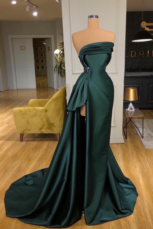 Dunkel Grüne Abendkleider Schlicht Ballkleider Lang Günstig