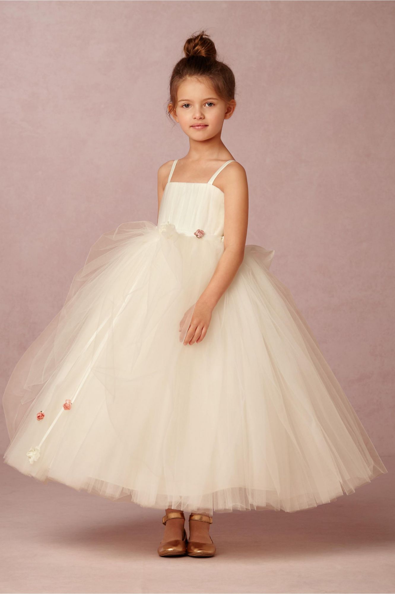 Forme princesse bretelle fleur ceinture avec nœud dans le dos