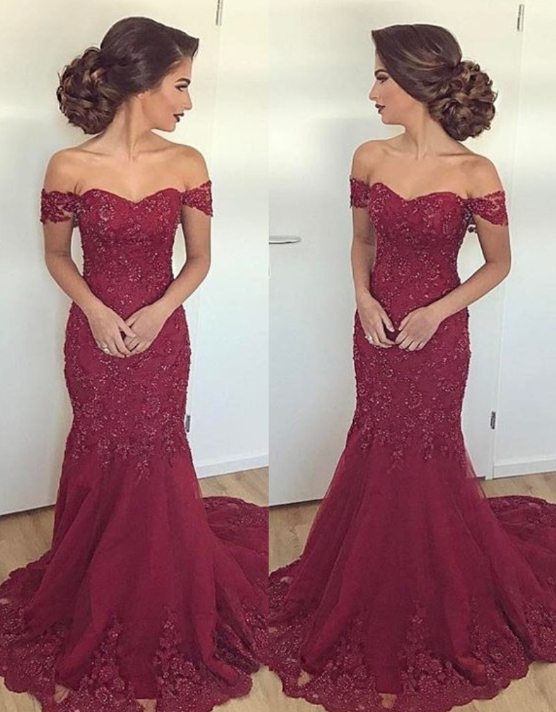 Forme Sirène/Trompette Epaules nues alayage/Pinceau train Elégant & Luxueux Robe de soirée